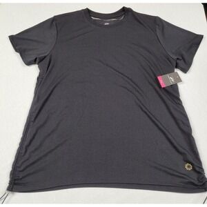 Pro Player Black T-shirt with Ruched Sides Women's Plus Size 1X NWT